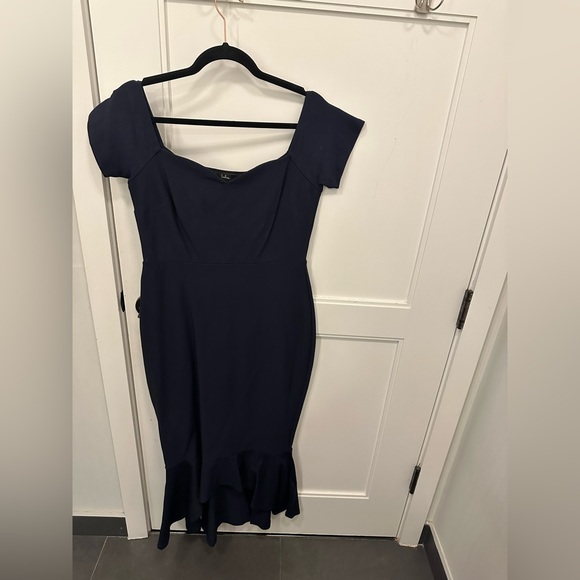 Lulus - Dark Blue - Off the Shoulder - Midi Dress - size L - Picture 2 of 4